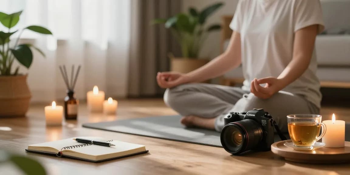 Mindfulness practice in wellness hub featuring rokok 88 elements, calming home environment.