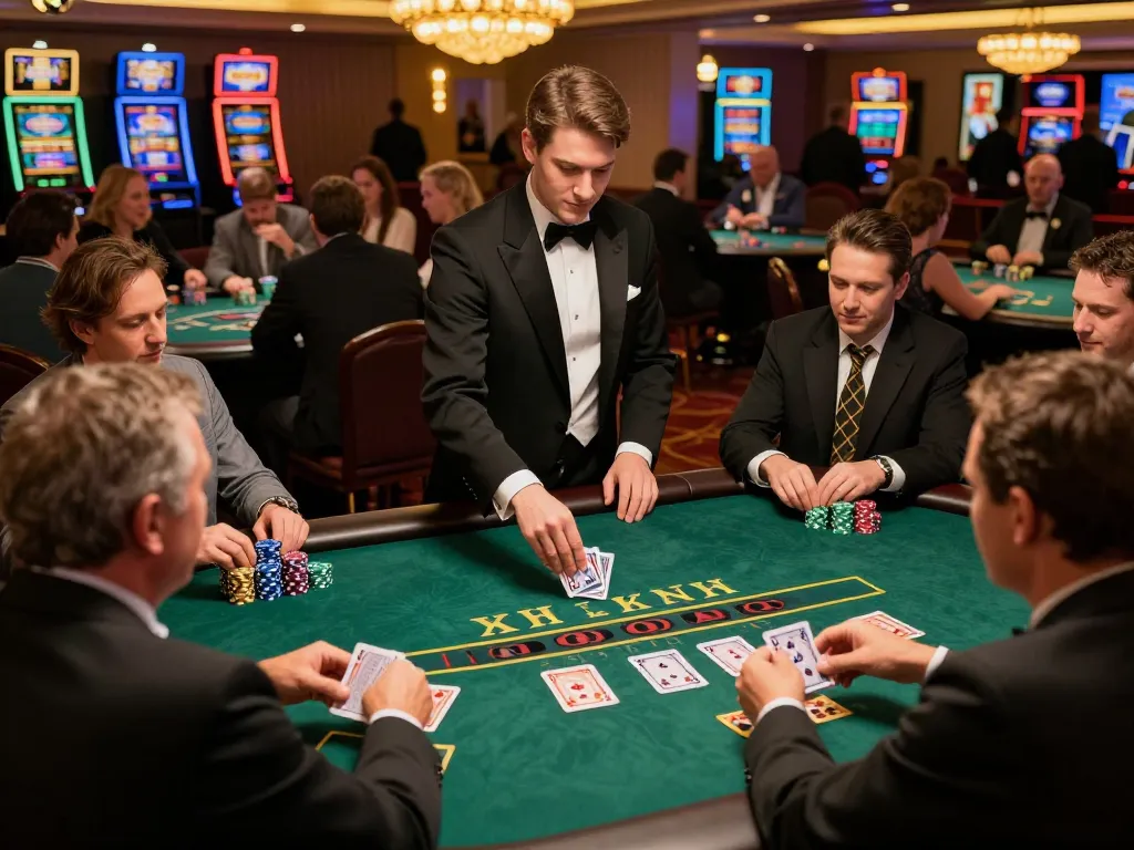 Players engaging in a dynamic blackjack game at cm88 casino, showcasing strategic card play and excitement.