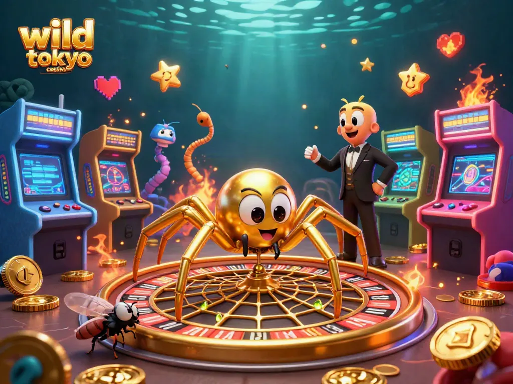 Engage with the thrill of wild tokyo casino through an immersive 3D illustration of gaming excitement.