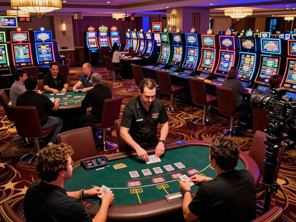 Engaged players enjoying blackjack at Net 88 casino, vibrant gaming floor atmosphere.