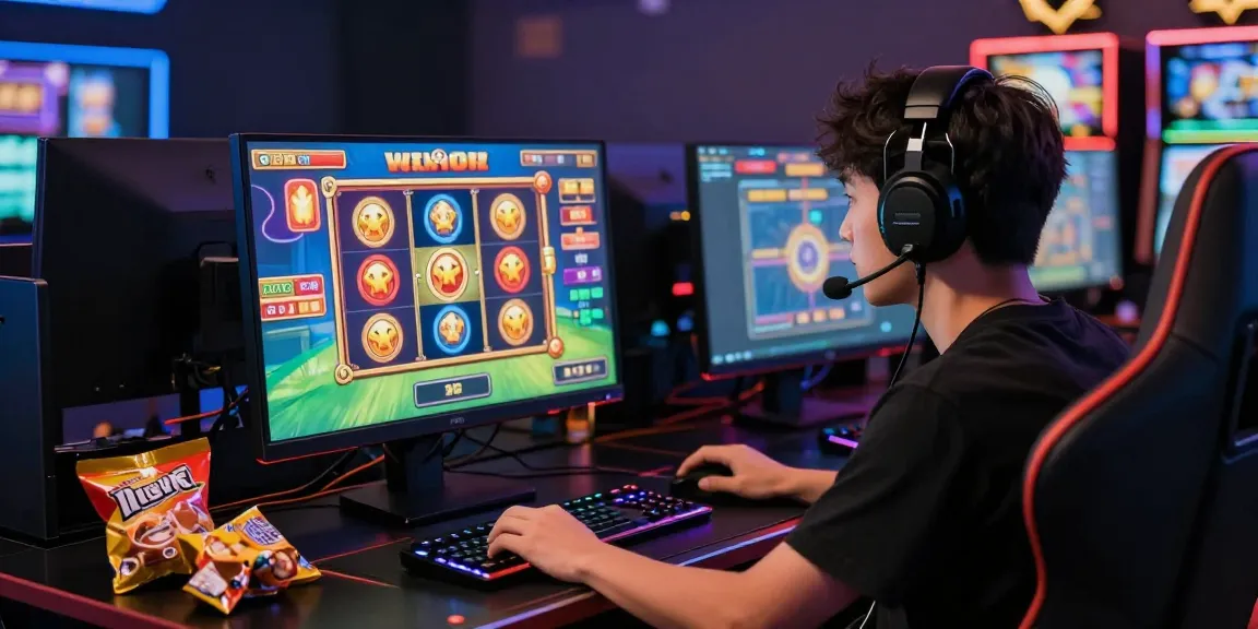 Engaged player at slot88 login enjoying vibrant slot games in a stylish gaming setup.