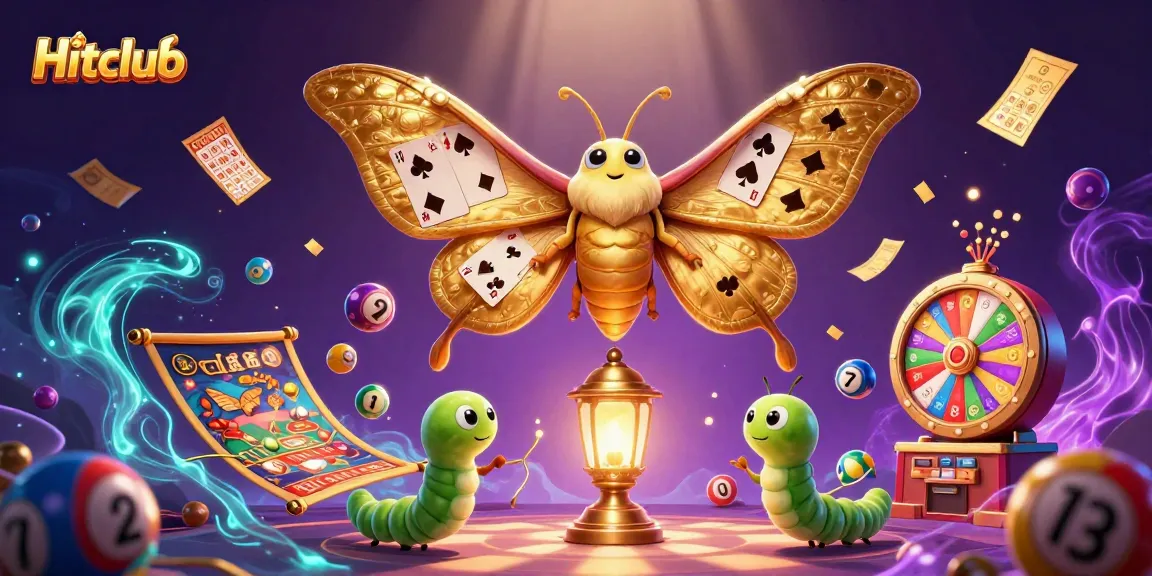 Hitclub provides exciting lottery action with vibrant elements and engaging characters amidst a glowing casino backdrop.